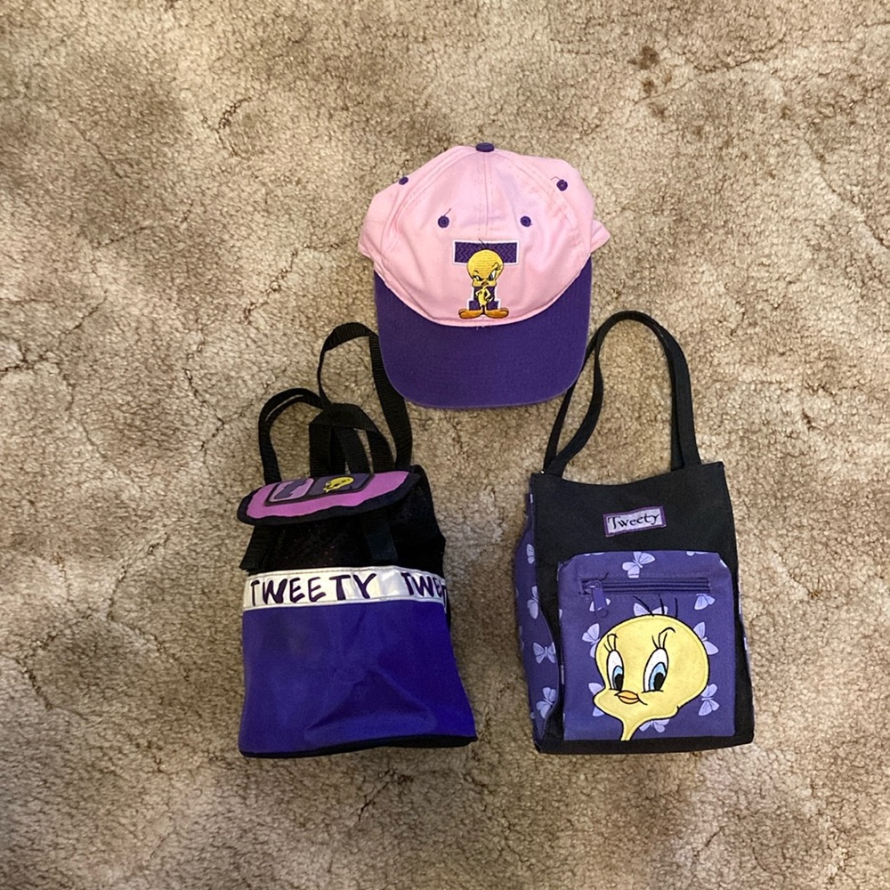 Looney Tunes Tweety Hat, Small Backpack & Purse